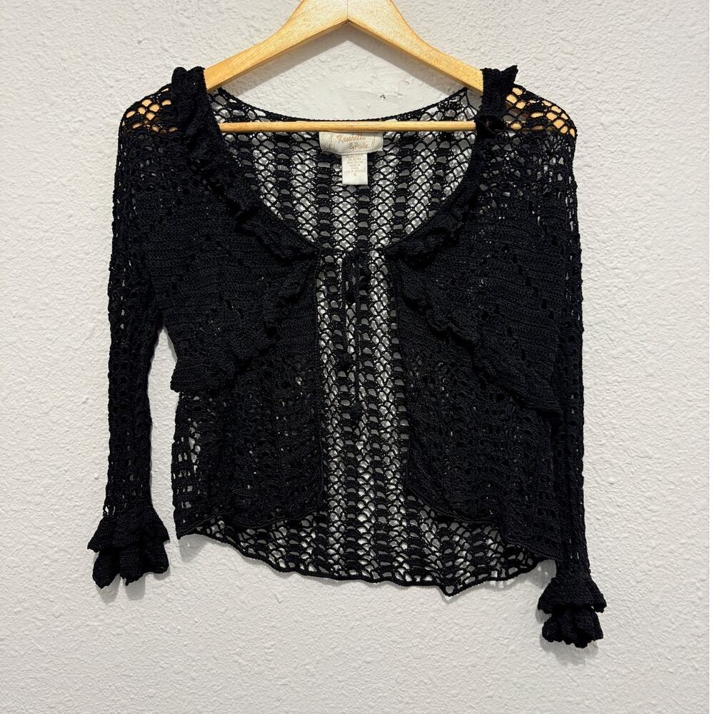 vintage kroshetta by papillon crochet cardigan shrug sweater boho whimsygoth y2k